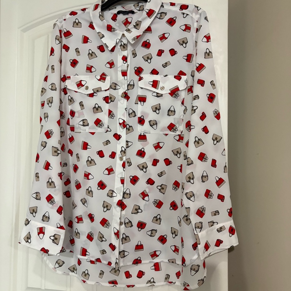 Tommy Hilfiger White Blouse with Red and brown purses